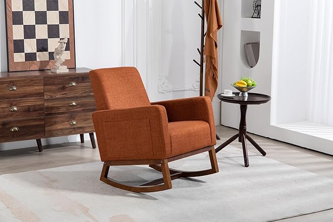 Mid Century Modern Accent Chair with Wood e Upholstered Living Room Chairs with Waist Cushion Reading Armchair for Bedroom Sunroom