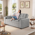 Gizoon Convertible Sofa Bed Futon Queen Size Sleeper Loveseat with Pull Out Couch 3 in 1 Plush Fleece Fabric Futon Couch with Side Pockets Storage Armrest &amp Adjustable Backrest for Living Room
