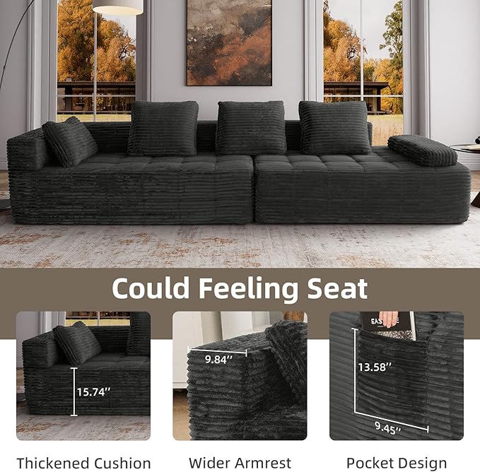 126 Modular Sleeper Couch Sectional Couches for Living Room Ergonomic Memory Foam Sleeper Sofa Oversized Loveseat Sofa Bed Bedroom Apartment Office | Ergonomic No Assembly Required