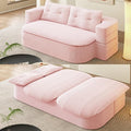 78.7 Full Size Boneless Couch Bed Plush Corduroy Memory Foam Floor Sofa with Multi Functional Blanket 2 in 1Convertible Sleeper Sofa Bed for Living Room Offices Apartment No Assembly (Pink)