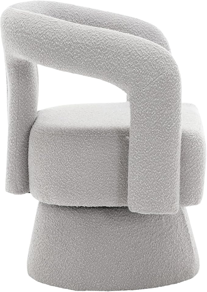 360 Degree Swivel Cuddle Barrel Accent Chairs Round Armchairs with Wide Upholstered Fluffy Fabric Chair for Living Room Bedroom Office Waiting Rooms (Light Gray)