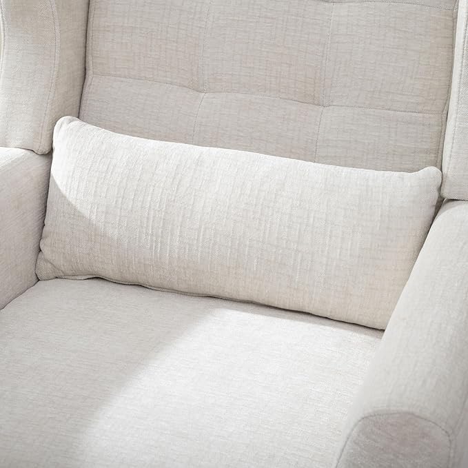 Modern Accent Chair Chenille Upholstered Arm Chair with Pillow Comfy Soft Padded Chair Fabric Single Sofa Chair Reading Accent Chair for Living Room Bedroom Beige