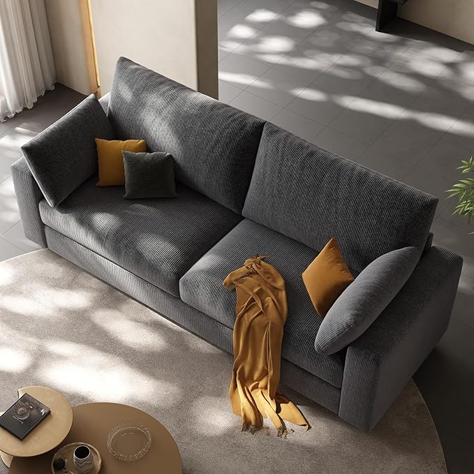 71” Loveseat Sofa Mid Century Modern Decor Love Seat Couches for Living Room Linen Fabric Deep Cushions Couch for Bedroom Solid and Easy to Install Love Seats Furniture (Blue Gray 71 Inch)