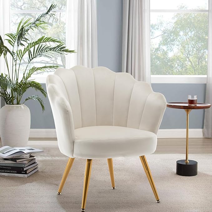 HAOBO Home Velvet Accent Chair Living Room Chairs Modern Armchair Upholstered Chair with Wing Side and Metal Legs for Home Kitchen Office Bistro Cafe