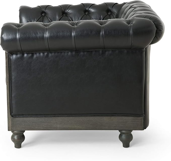 Christopher Knight Home Castalia Club Chair Pine Midnight Black + Dark Brown