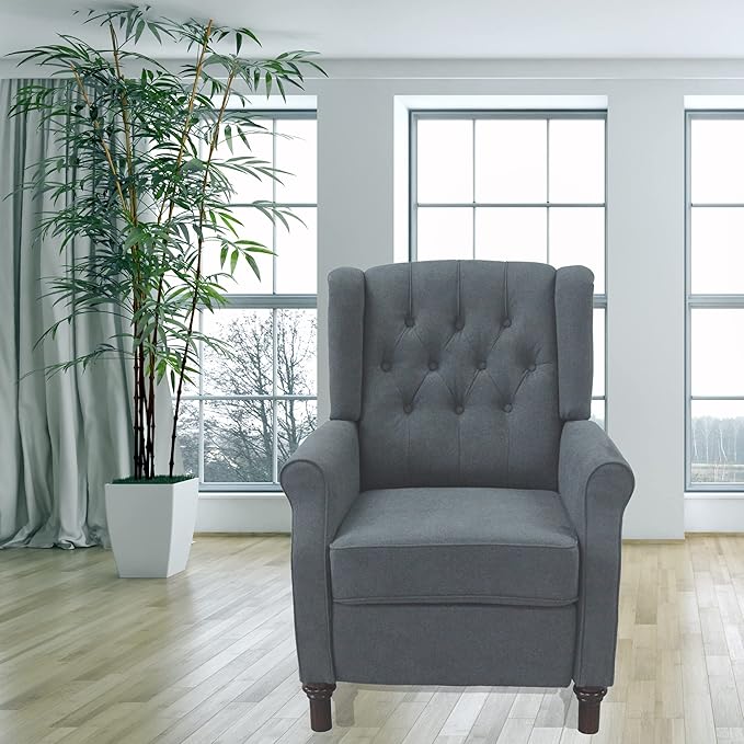 Redde Boo Classic Dark Gray Waterproof Fabric Living Room Pull Button Sofa High Back Manual Recliner Chair Cinema Home Theatre Cozy Recliner Sofa