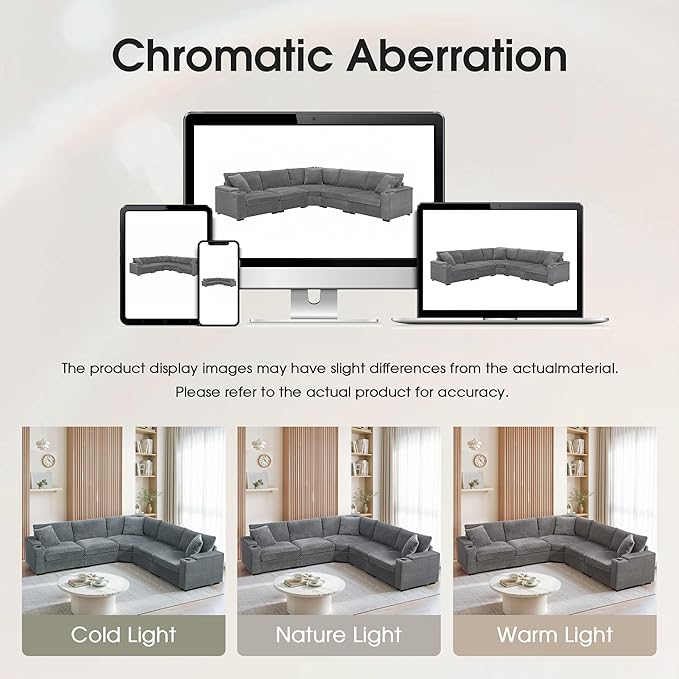 Merax 106 Corduroy Sectional Corner Sofa with Cup Holders &amp USB Charger 5 Seat Convertible L Shaped Couch Set with Armrest Storage Oversized Comfy Modular Sofabed for Living Room &amp Apartmen
