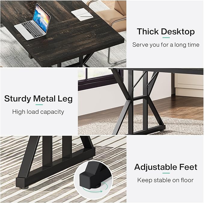 Tribesigns 70.8-Inch Executive Desk Large Computer Office Desk Workstation Modern Simple Style Laptop Desk Study Writing Table Business Furniture for Home Office (Black Oak 70.8 Inch)