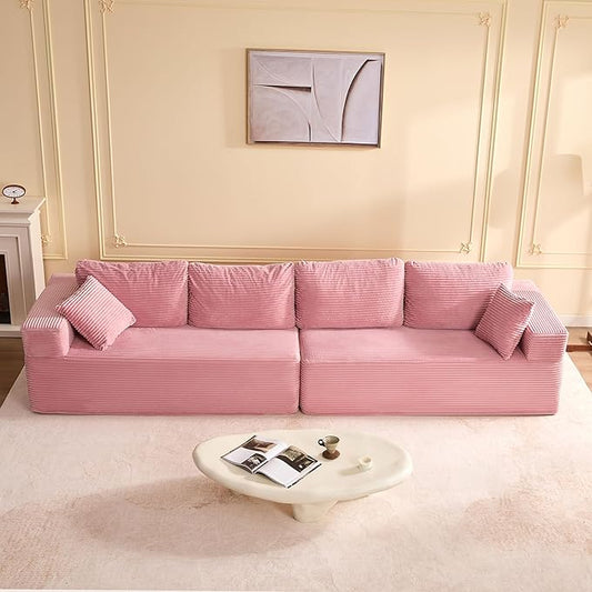 138 Modular Sofa Memory Foam Sectional Couches for Living Room Set of Sleeper Sofa Bed Corduroy Pink