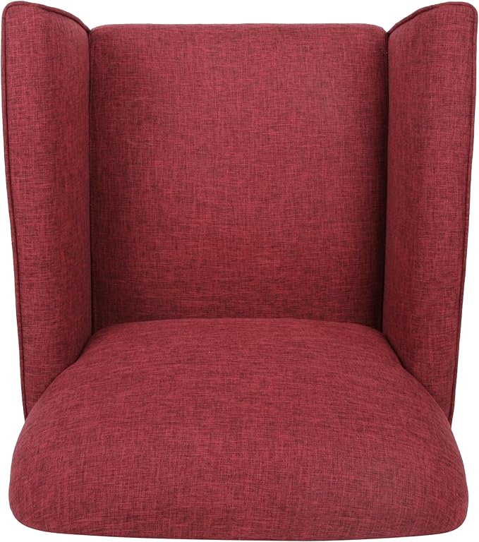 Merax Red Accent Chair Fabric Armchair Mid Century Modern Chair Set of 1 Cozy Single Seat Sofa Upholstered Reading Chair for Bedroom Living Room