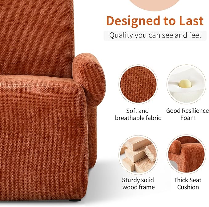 Chenille Oversized Armchair Extra Large Accent Reading Chair for Adults Comfy Mid-Century Modern Accent Chair Lounge Chair Arm Chairs for Living Room Bedroom(Brown)
