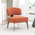 Modern Sherpa Accent Chair Round Boucle Upholstered Barrel Arm Chair for Small Spaces Fluffy Side Corner Sofa Chair for Living Room Bedroom Vanity Office Reading Room(Orange)