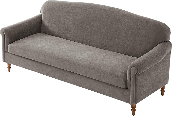 Christopher Knight Home Sola 77.5'' Modern Chenille Upholstered Loveseat Sofa with Rolled Armrest and Rubberwood Frame 2-Seater Home Sofa Living Room Comfy Couch for Hotel/Apartment Brown