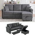76'' Sectional Sofa Couches for Living Room 3 Seat L-Shaped Couch with Storage &amp Ottoman Corduroy Convertible Sofas with Chaise Apartment with USB Charging Cup Holder (Dark Grey)