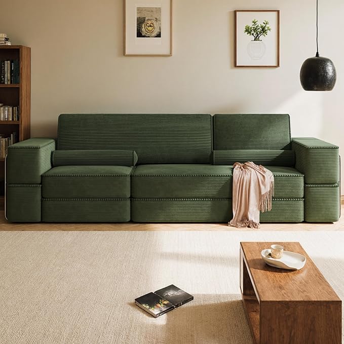 YITAHOME 103 Convertible Sofa Corduroy Cloud Sectional Couch Boneless Couch Sofa Bed with Deep Seat &amp Tall Pillows Sectional Couches for Living Room