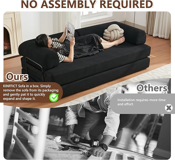 4-in-1 Free Combination Loveseat Convertible Sleeper Sofa Bed Floding Accent Futon Couch Corduroy Modular Sectional Sofa&ampCouch King Size Floor Daybed for Living Room Apartment Office Furniture