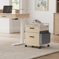 EUREKA ERGONOMIC 2-Drawer Mobile File Cabinet with Wheels Solid Wood Rolling Storage Cabinet for Home Office Space-Saving Under Desk Organization with Printer StandWhite