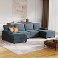 JAMFLY Sectional Sofa Couches for Living Room U Shaped Sofa Living Room Furniture Sets 4 Seat Modular Sectional Couch with Chaise Grey