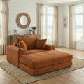 53 Oversized Chaise Lounge Chair Indoor Modular 3-in-1 Corduroy Boneless Chair Cloud-Like Cozy Comfy Sofa Bed Sleeper Couch for Reading Living Room Bedroom Orange