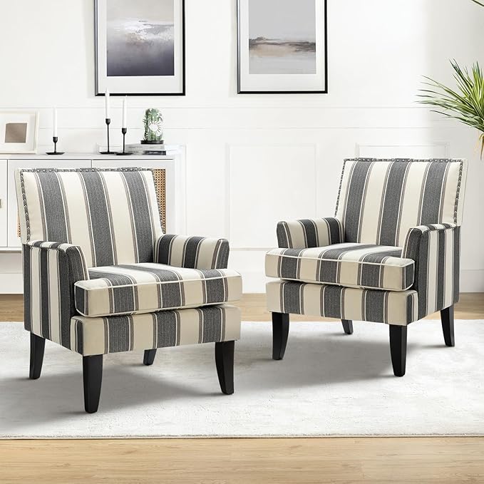 HULALA HOME Modern Accent Chair for Living Room Upholstered Fabric Single Sofa Chair Wingback Armchair with Wooden Legs for Bedroom Office Reading or Waiting Room Black