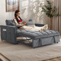 54 Convertible Sofa Bed Velvet Sleeper Sofa with Pull-Out Bed 3-in-1 Futon Couch with Reclining Backrest and Side Pocket Modern Loveseat for Living Room (Medium Grey)