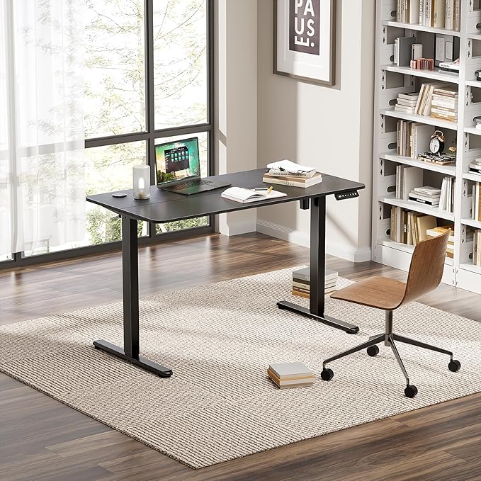 Electric Standing Desk 48 x 24 Inches Height Adjustable Sit Stand Computer Desk Home Office with Memory Presets (Spliced DesktopBlack)