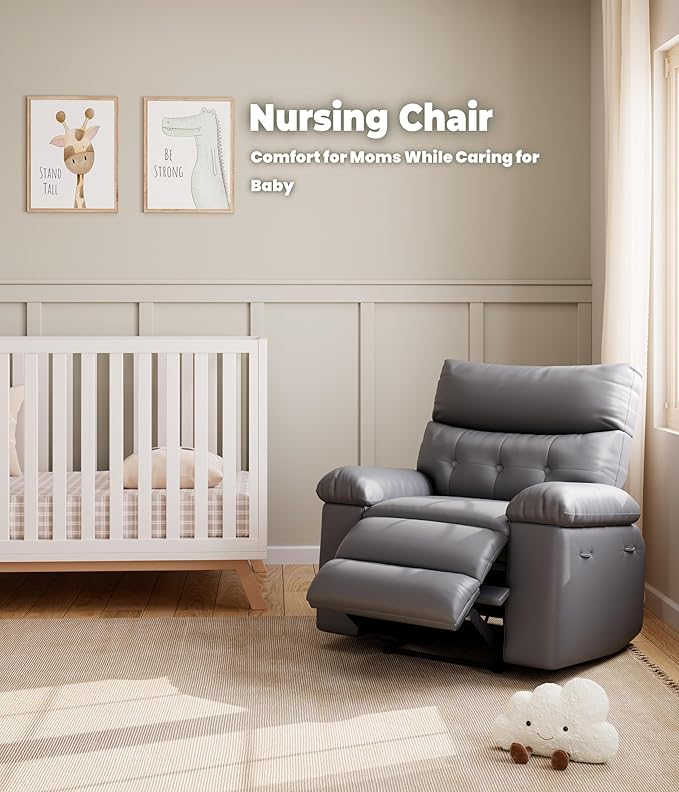 GarveeHome Extra Wide Recliner Chair - PU Leather Oversized Manual Recliner for Adults Lazy Chair with 1.5X Sponge Comfort Arm and Back for Living Room Bedroom