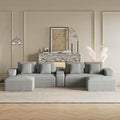 151 U Shaped Cloud Sectional Couch Modular Sofa Comfy Oversized Boneless Couches for Living Room Plush Corduroy Sectional Sofa Set with Ottoman Storage Console USB Light Grey