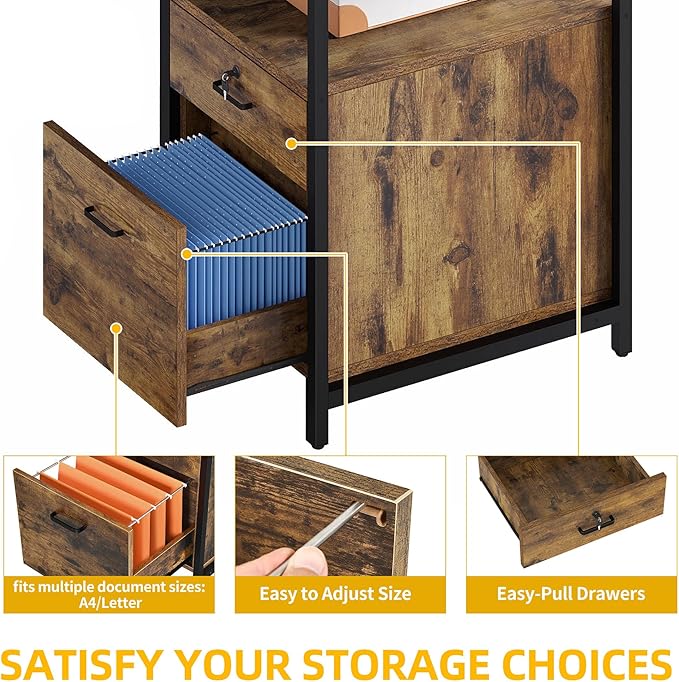 DWVO U Shaped Desk with Drawers 79 Reversible L Shaped Desk with Power Outlets &amp LED Lights Corner Computer Desk with Monitor Stand &amp Storage Shelves Rustic Brown