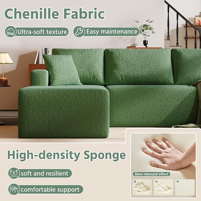 140 Modular U-Shaped Sectional Sofa 7-Seater Cloud Couch with Double Chaise Modern Sleeper SofaNo Assembly Sectional Cloud Boneless Sofa Couches for Living Room/Apartment