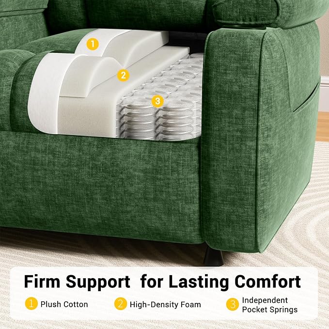 Amada Power Recliner Chair for Adults Infinite Adjustable Chenille Electric Recliner with Cup Holder Remote USB Port &amp Side Pockets Thick Seat Cushion Reclining Chair for Living Room &amp Be