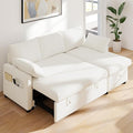 Real Relax 80'' Sofa Bed L Shaped Corduroy Sleeper Sofa Couch with Pull Out Bed and Chaise Storage for Living Room Apartment and Office Beige