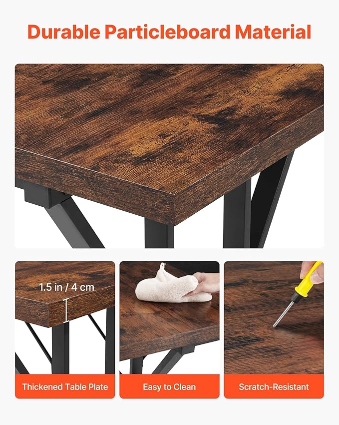 VEVOR Executive Desk 70.9 x 31.5 inch Large Computer Desk PC Workstation for Home Office Modern Simple Wood Laptop Study Writing Table Metal Frame Business Furniture Rustic Brown and Black