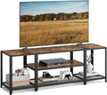 VASAGLE Modern TV Stand for TVs up to 65 Inches 3-Tier Entertainment Center Industrial TV Console Table with Open Storage Shelves for Living Room Bedroom Rustic Brown and Black ULTV097B01