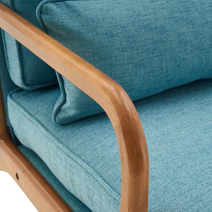 Mid Century Modern Accent Chair with Wood Frame Upholstered Living Room Chairs with Waist CushionLounge Reading Comfy Arm Chair for Living RoomEasy AssemblyTeal