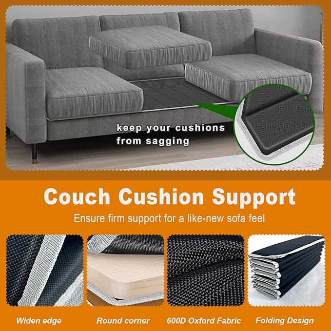 VERONLY Heavy Duty Couch Cushion Support Board to Fix Sagging Sofas 17x66 Sofa Thick Boards Add Strong Seat Supports Stays in Place Replacement Stuffing Under Couches Black