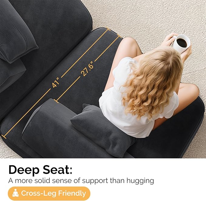 139 Oversized Modular Sectional Sofa Set Chenille Cloud Boneless Couch with Removable Backrests &amp Soft Pillows No Assembly Required DIY Upholstered Sofa Bed for Living Room (Dark Gray)
