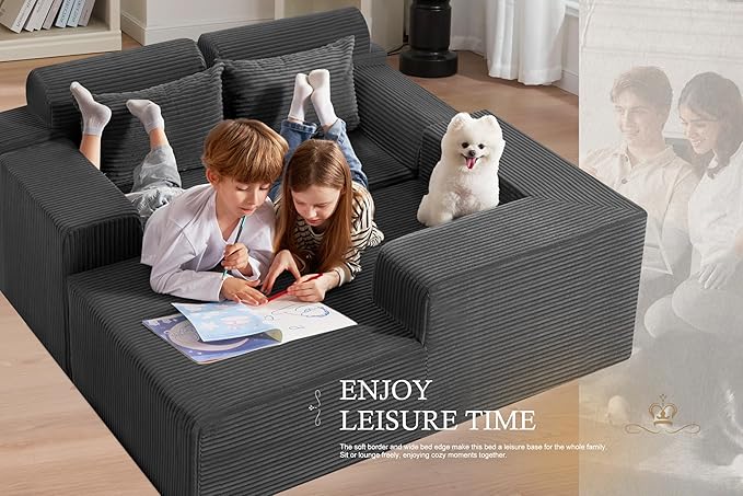 HABUTWAY Sectional Couches for Living RoomNo Assembly L Shaped Couch 105 Modular Sectional Sofa Couch with Deep SeatCloud Couches Furniture Sets for ApartmentCorduroy (Dark Grey Right Facing)