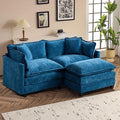 SoarFlash Chenille 77.95 Sectional Sofa Comfy L Shaped Modular Coush Sofa with Ottoman Modern 2 Seat Couch Deep Seat Sofa Set for Living RoomBlue