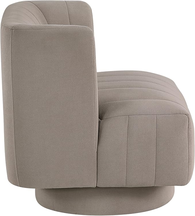 Modern Swivel Chair: Luxury Textured Fabric Contemporary Barrel Back Design for Living Room (Taupe)