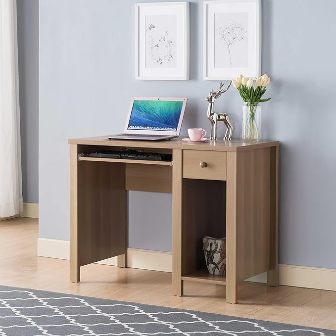 Student Desk Home Office Desk 39 W Compact Desk Writing Desk Laptop Desk Dark Taupe Brown One Drawer Keyboard Drawer Wooden Knob