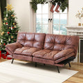 MUUEGM Futon Couch with 71 Adjustable High Density Memory Foam Futon Sofa Bed Modern Design Sofa Bed for Living Room Sleeping and Relaxing(Leather Brown)