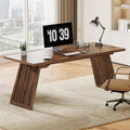 Tribesigns 70.87-Inch Executive Desk Large Office Computer Desk with Slanted Legs Modern Simple Study Writing Table Workstation for Home Office Rustic Brown