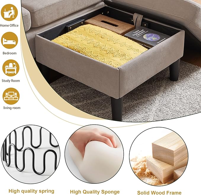 2 Piece Sofa Set Modern 3 Seater Sofa and Loveseat Sets Convertible Sectional Couch with Reversible Chaise L Shaped Couch Sets for Living Room ApartmentBeige