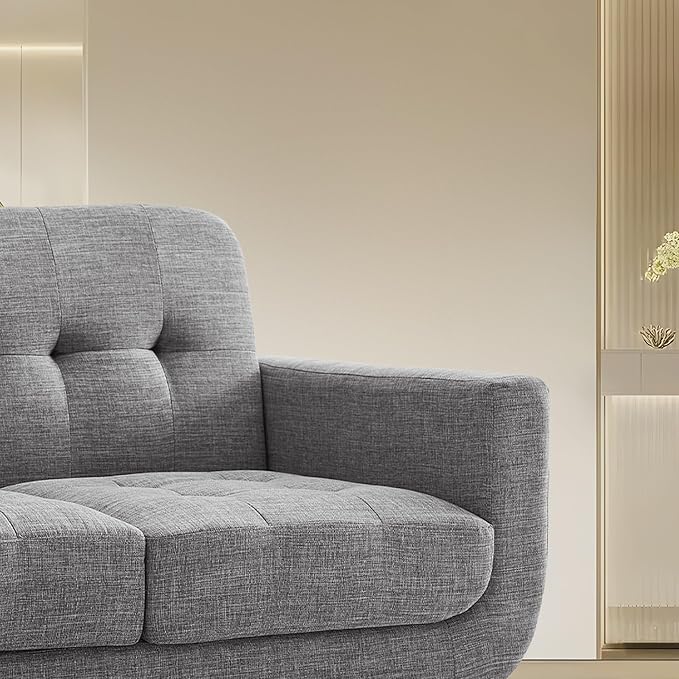 Rosevera Elena Contemporary Accent Armchair with Linen Upholstery Living Room Furniture Gray