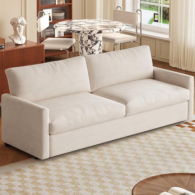 Oversized Loveseat Sofa Modern 2-Seat Sofa with Extra Wide and Deep Cushions 2 Seater Sofa Couch for Living Room Bedroom Office Beige 70.07 L