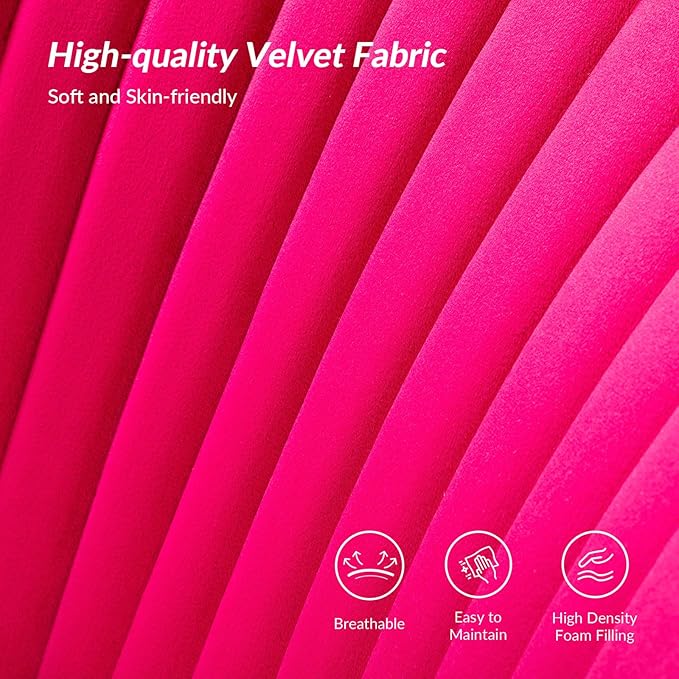HULALA HOME 3 Piece Velvet Living Room Furniture Set Modern Comfy Upholstered Chair Set with Golden Legs include Loveseat &amp 2 Accent Chairs for Bedroom FUCHSIA Tufted 2-Seater Sofa &amp Armles