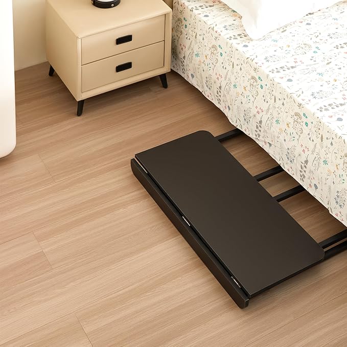 Small Folding Desk Rolling Table Portable Foldable Desk on Wheels Space Saving Computer Table Writing Workstation for Home Office Easy Assembly (Black 15.7 D x 31.5 W x 29.53 H)