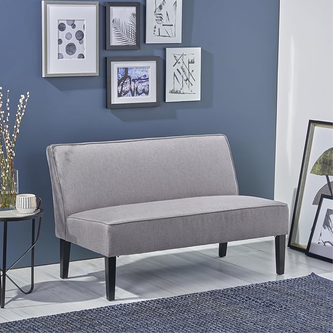 50'' Loveseat Sofa Modern Two-Seater Compact Upholstered Sofa for Small Space Bedroom Hallway Bench Grey.