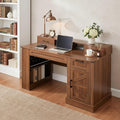55 Farmhouse Computer Desk with Power Outlets Removable Monitor Stand with Drawers Convertible Keyboard Tray &amp Storage Cabinet Home Office Writing Desk with Pegboard Organizer
